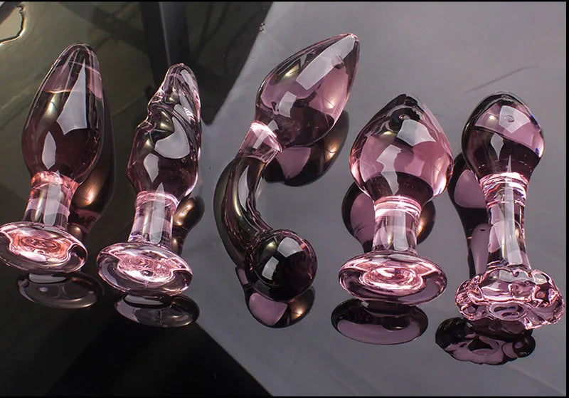 Exquisite Pink Crystal Glass Anal Plug