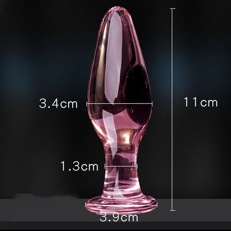 Exquisite Pink Crystal Glass Anal Plug