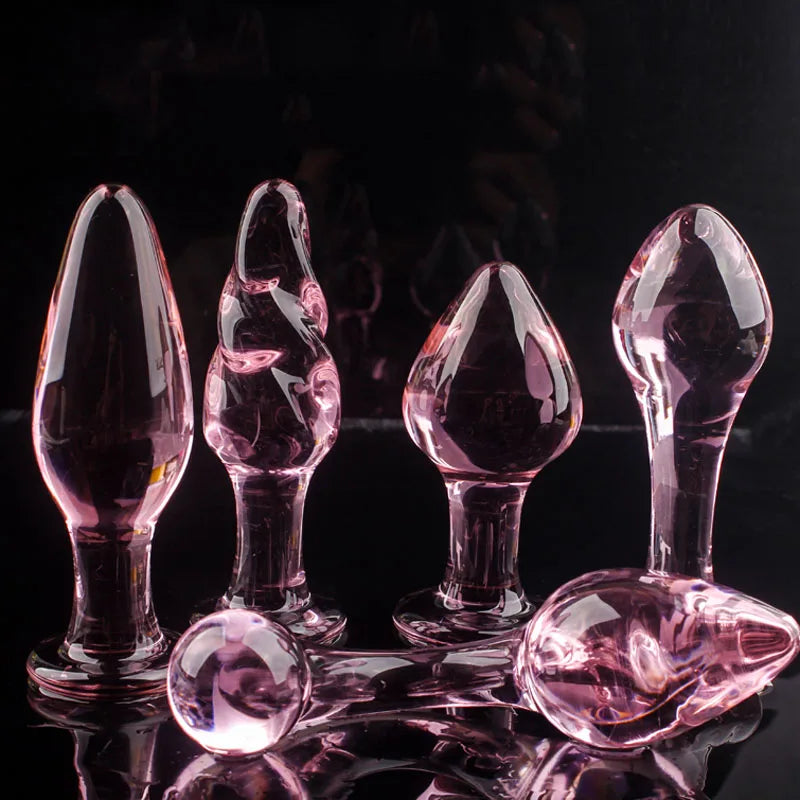 Exquisite Pink Crystal Glass Anal Plug