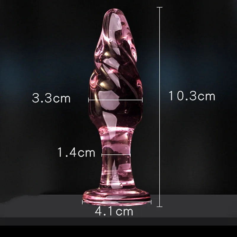 Exquisite Pink Crystal Glass Anal Plug