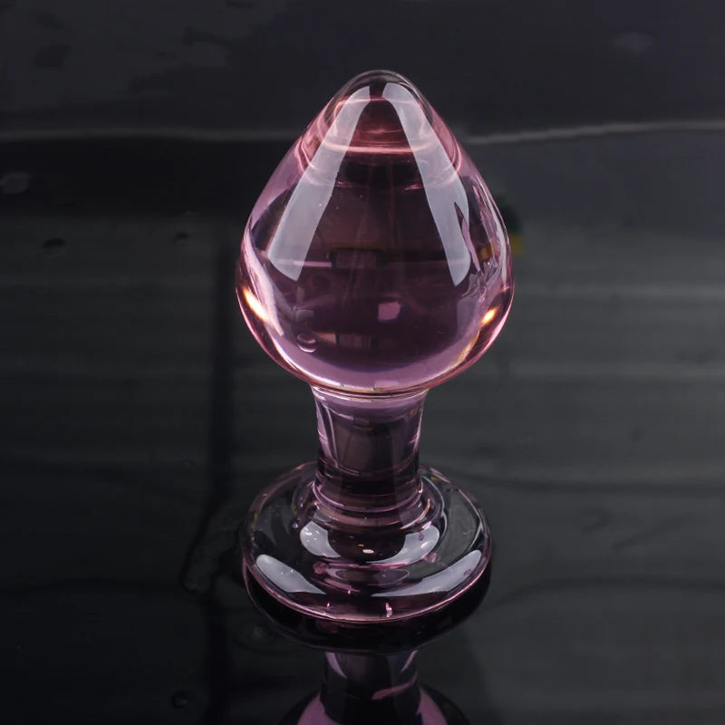 Exquisite Pink Crystal Glass Anal Plug