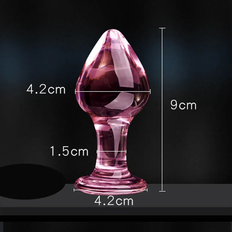 Exquisite Pink Crystal Glass Anal Plug