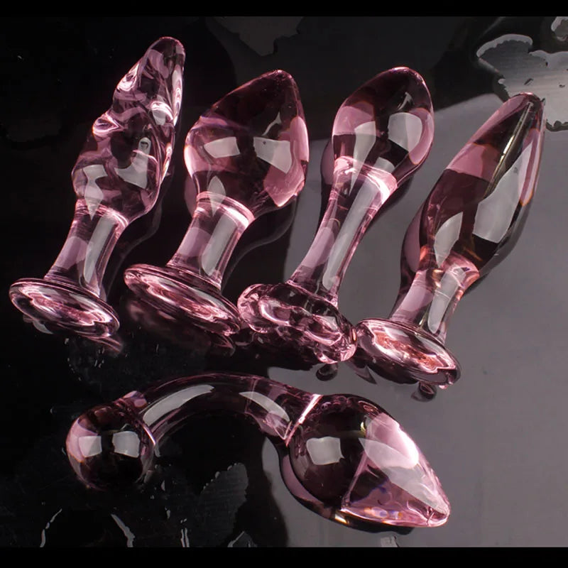 Exquisite Pink Crystal Glass Anal Plug