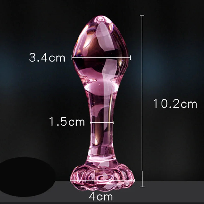 Exquisite Pink Crystal Glass Anal Plug