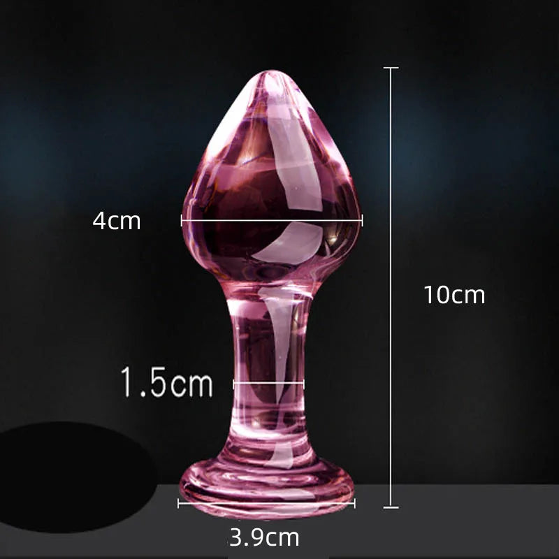 Exquisite Pink Crystal Glass Anal Plug