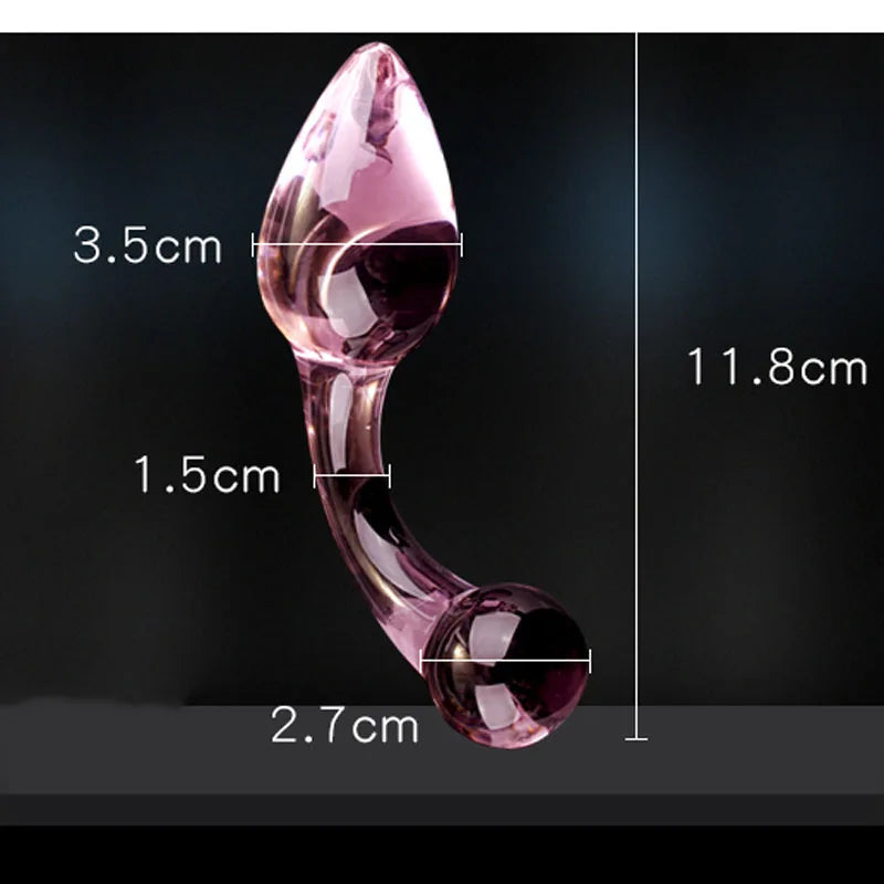 Exquisite Pink Crystal Glass Anal Plug