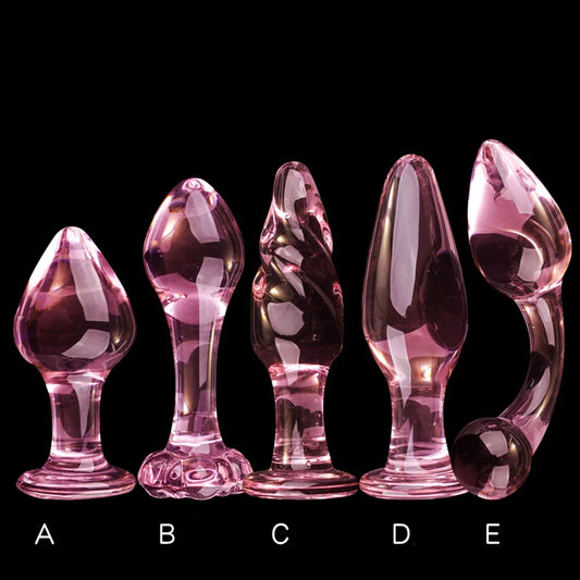 Exquisite Pink Crystal Glass Anal Plug