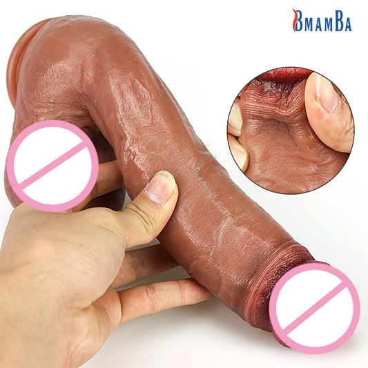 Double-layer Silicone Suction Cup Dildos for Women Big Dick